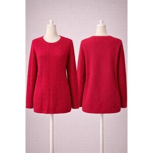 Talbots Womens Red 100% Pure Cashmere Cable Knit Crew Neck Sweater Large